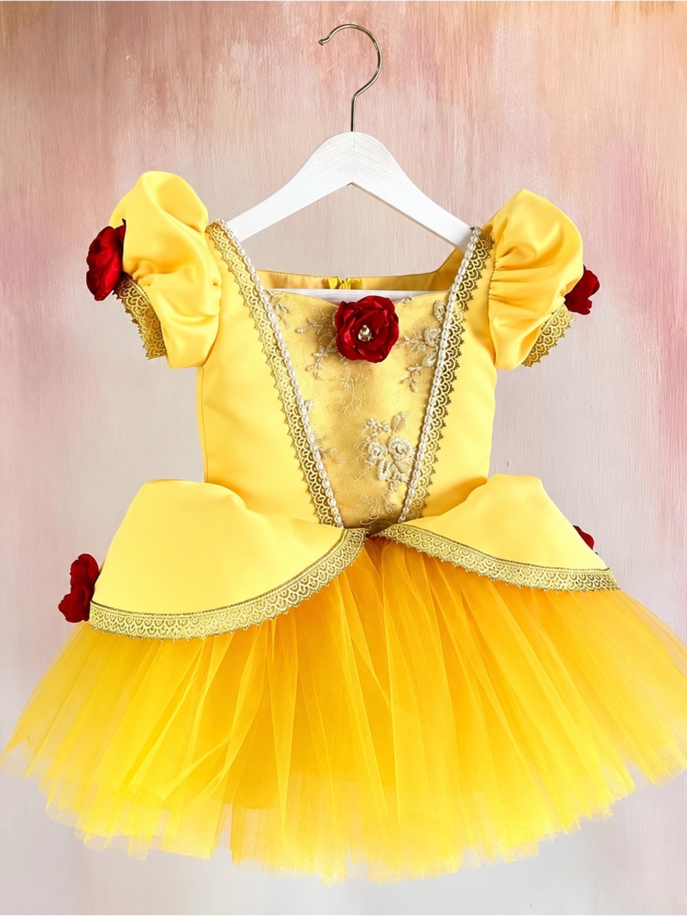 Yellow Rose Princess Tulle Dress for Girls